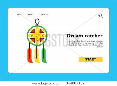Vector Icon Of Dream Catcher. Indian Amulet, Dream, Protection. Sleeping Concept. Can Be Used For To