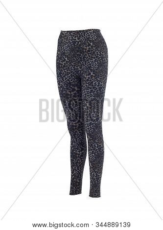 Beautiful Leopard Print Leggings Isolated On White Background