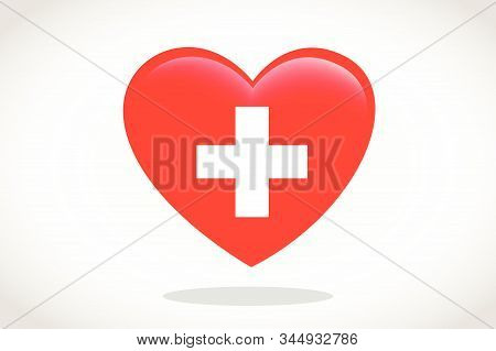 Switzerland Flag In Heart Shape. Heart 3d Flag Of Switzerland, Switzerland Flag Template Design.