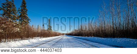 County Road E In Merrill, Wisconsin After A Snow Storm, Panorama