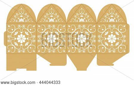 Mandala Patterned Box. Ethnic Decorative Elements. Box Template. Gift Box Digital Template Vector. P
