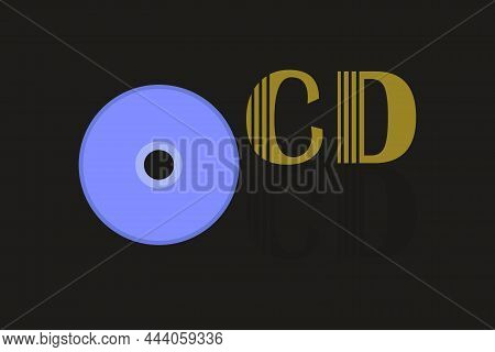 Cd Cassette Symbol With Typography Vector Design. Vcd,  Dvd Disc Sign.