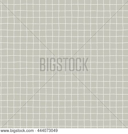 Seamless Plaid Pattern With Hand Drawn Grid On Gray Background