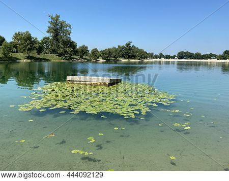 Jarun - Small Lake Or Jarun Small Lake And The Island Of Rowers During The Summer, Zagreb - Croatia 