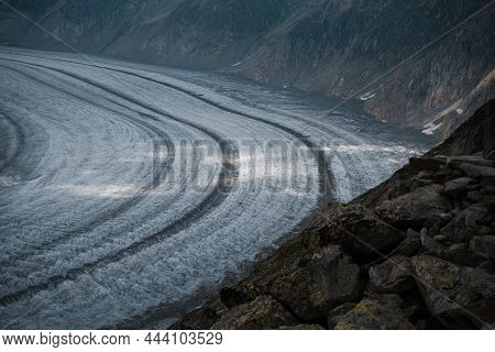 Aletsch Glacier Near Eiger, Moench And Jungfrau - Glacier In The Swiss Alps