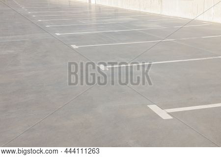 Outdoor Car Parking Lot With White Marking Lines