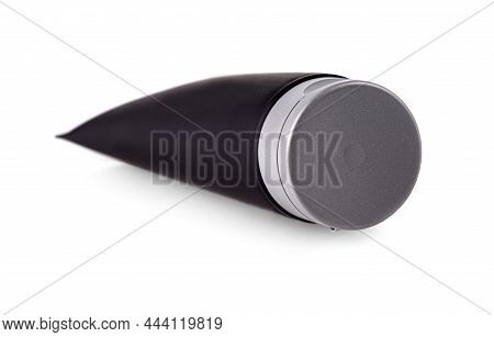 New Plastic Black Bottle Isolated On White Background