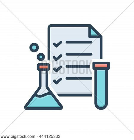 Color Illustration Icon For Testing Note-book Report Laboratory Patholology Pharmaceutical Dropper T