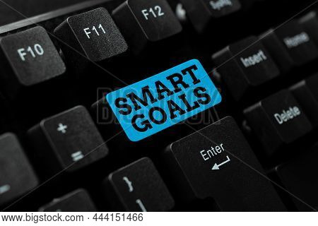 Writing Displaying Text Smart Goals. Business Showcase Mnemonic Used As A Basis For Setting Objectiv