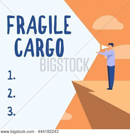 Conceptual Caption Fragile Cargo. Concept Meaning Breakable Handle With Care Bubble Wrap Glass Hazar