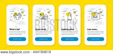 Vector Set Of Shampoo, Household Service And Hold T-shirt Line Icons Set. Ui Phone App Screens With 