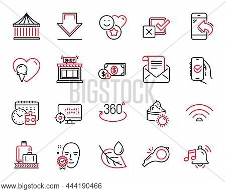 Vector Set Of Business Icons Related To Shop, Seo And Mail Newsletter Icons. Leaf Dew, Wifi And Inco