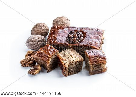 Traditional  Arabic Dessert Baklava Isolated On White