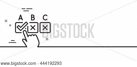 Correct Checkbox Line Icon. Select Answer Sign. Business Test Symbol. Minimal Line Illustration Back