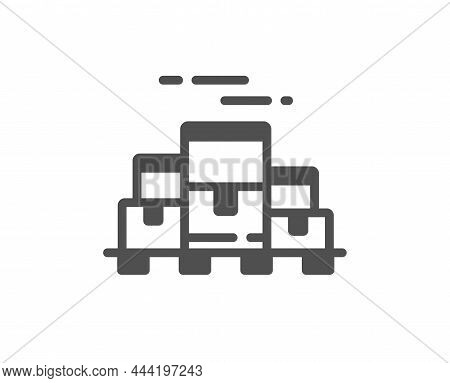 Boxes Pallet Icon. Wholesale Goods Sign. Warehouse Inventory Symbol. Classic Flat Style. Quality Des