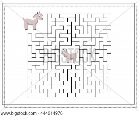 A Puzzle Game For Children, Go Through The Maze. Help Me Walk Through The Maze To My Mom. Farm Anima