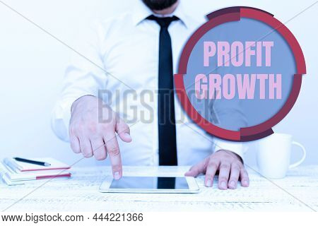 Text Sign Showing Profit Growth. Conceptual Photo Objectives Interrelation Of Overall Sales Market S