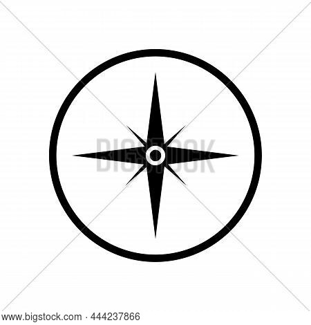 Compass Icon Vector. Simple Flat Symbol. Perfect Black Pictogram Illustration On White Background.