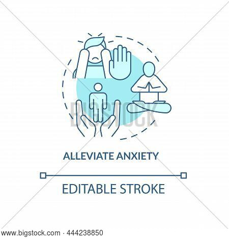 Alleviate Anxiety Turquoise Concept Icon. Depression Treatment Abstract Idea Thin Line Illustration.