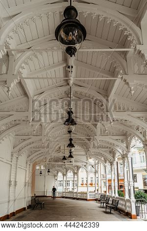Carved Wooden Market Colonnade,trzni Kolonada, With Three Mineral Springs In Historical Centre Of Ka