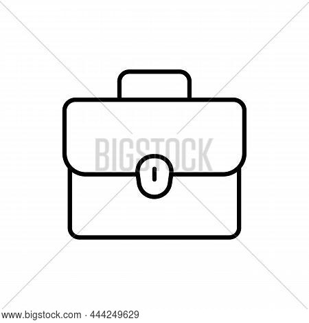 Business Suitcase Linear Icon In Black . Briefcase Symbol. Portfolio Illustration. Bag To Businessma