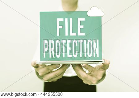 Conceptual Caption File Protection. Business Approach Preventing Accidental Erasing Of Data Using St