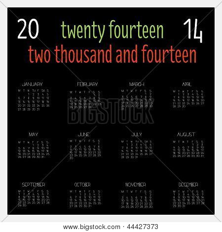 12 Month Calendar For 2014
