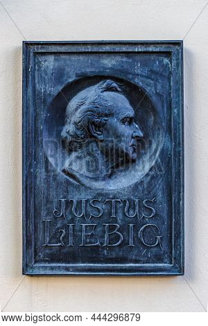 Giessen, Germany - 2021_04_09: Bronze Plaque From Justus Liebig. Justus Von Liebig (1803-1873) Chemi