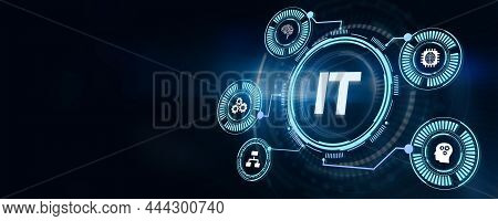 It Consultant Presenting Tag Cloud About Information Technology. 3d Illustration