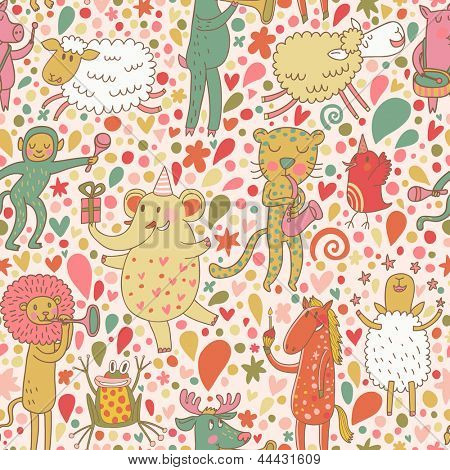 การ์ตูนวอลล์เปเปอร์แนววงออร์เคสตรา สิงโต ช้าง ม้า เอิล์คฮิลล์ หมู และลิงเล่นดนตรีฉัน