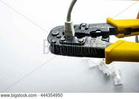 Modular Plug Crimpers For Rj-45, White Background, Crimper, Twisting