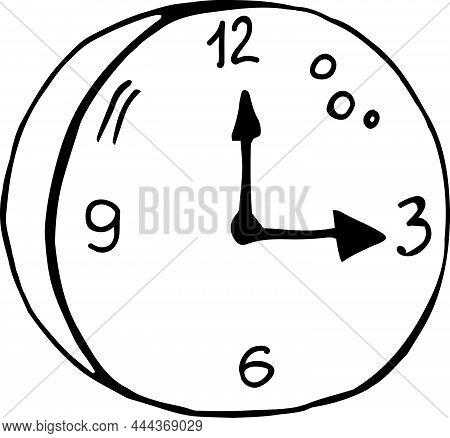 Single Element Of Clock In Doodle Business Set. Hand Drawn Vector Illustration For Cards, Posters, S