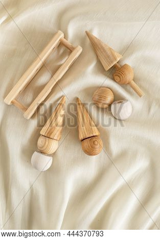Wooden Toy Ice Creame For Development Of Motor Skills For Toddlers