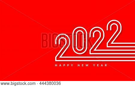Happy New Year 2022. Happy New Year On A Red Background. Holiday Greeting Card