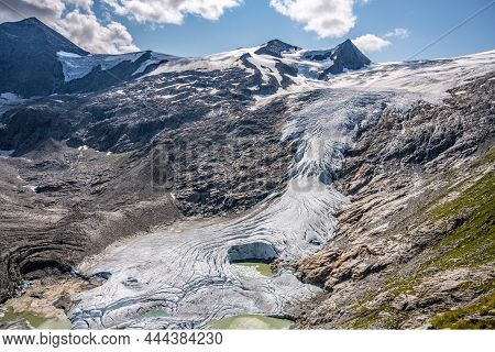 Mountain Glacier In Austrian Alps. Schlaten Glacier, German: Schlatenkees, In Venediger Group, Hohe 
