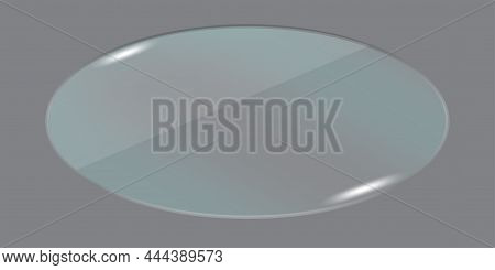 Glass Plates Icon. Oval Shape. Transparent Sign. Overlay Effect. Simple Flat Art. Vector Illustratio