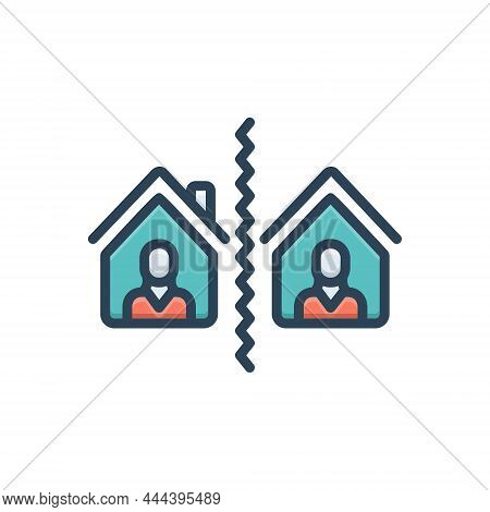 Color Illustration Icon For Separate Break-up Divide Distinct Aloof Segregate Split Neighborhood