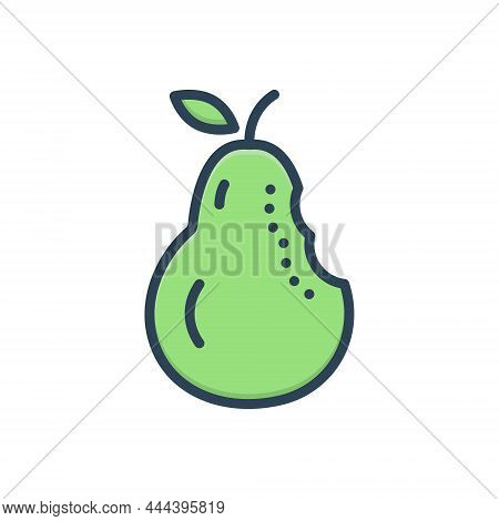 Color Illustration Icon For Bite Pear Cutting Notch Kerf Core Healthy Fruit