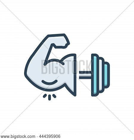 Color Illustration Icon For Might Strength Vigor Efficacy Potency Muscle Bicep Training Physical