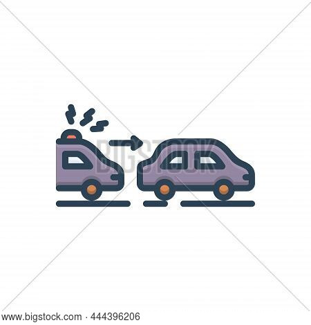 Color Illustration Icon For Chase Pursuit Chasing Follow Track Run-after Pursue Car Patrol Vehicle D