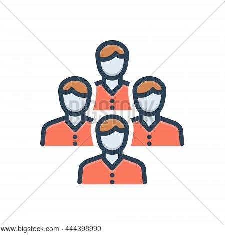 Color Illustration Icon For Folk Rabble Crowd Mob Multitude Concourse Group Community Public Mankind