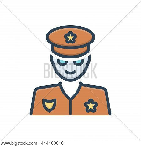 Color Illustration Icon For To Cop Policeman Peeler Patrolman Lawman Uniform Authority Defence Offic