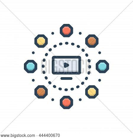 Color Illustration Icon For Comprehensive Extensive Pervasive Vast Mass Ambient Overall Complete