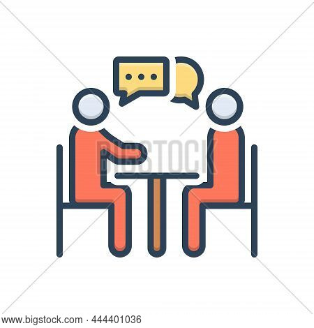 Color Illustration Icon For Discussion Conversation Debate Dialogue Discourse Meeting Commune Discus