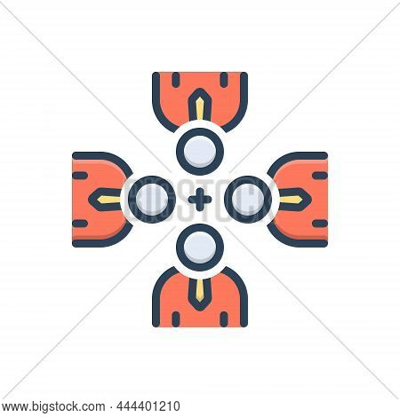 Color Illustration Icon For Everybody Every-person All Each-one One-and-all Group People Together