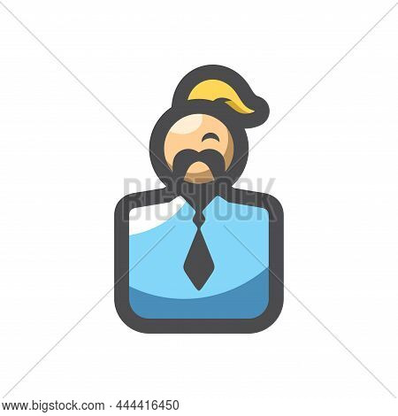 Ukrainian Cossack With Forelock Vector Icon Cartoon Illustration