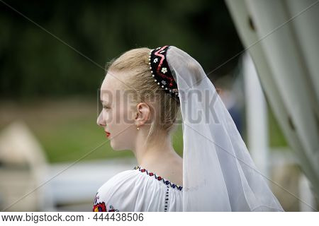 Braila, Romania - August 26, 2021:shallow Depth Of Field (selective Focus) Details With A Girl Dress