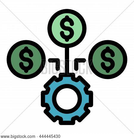 Money Dividend Icon. Outline Money Dividend Vector Icon Color Flat Isolated