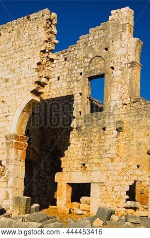 Picturesque Landscape View Ruins Of Antique City. Kanlidivane Ancient City In Mersin Province, Turke