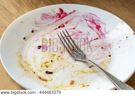 Cutlery. Fork On A Plate. Dirty Dishes After Eating. End Of Meal